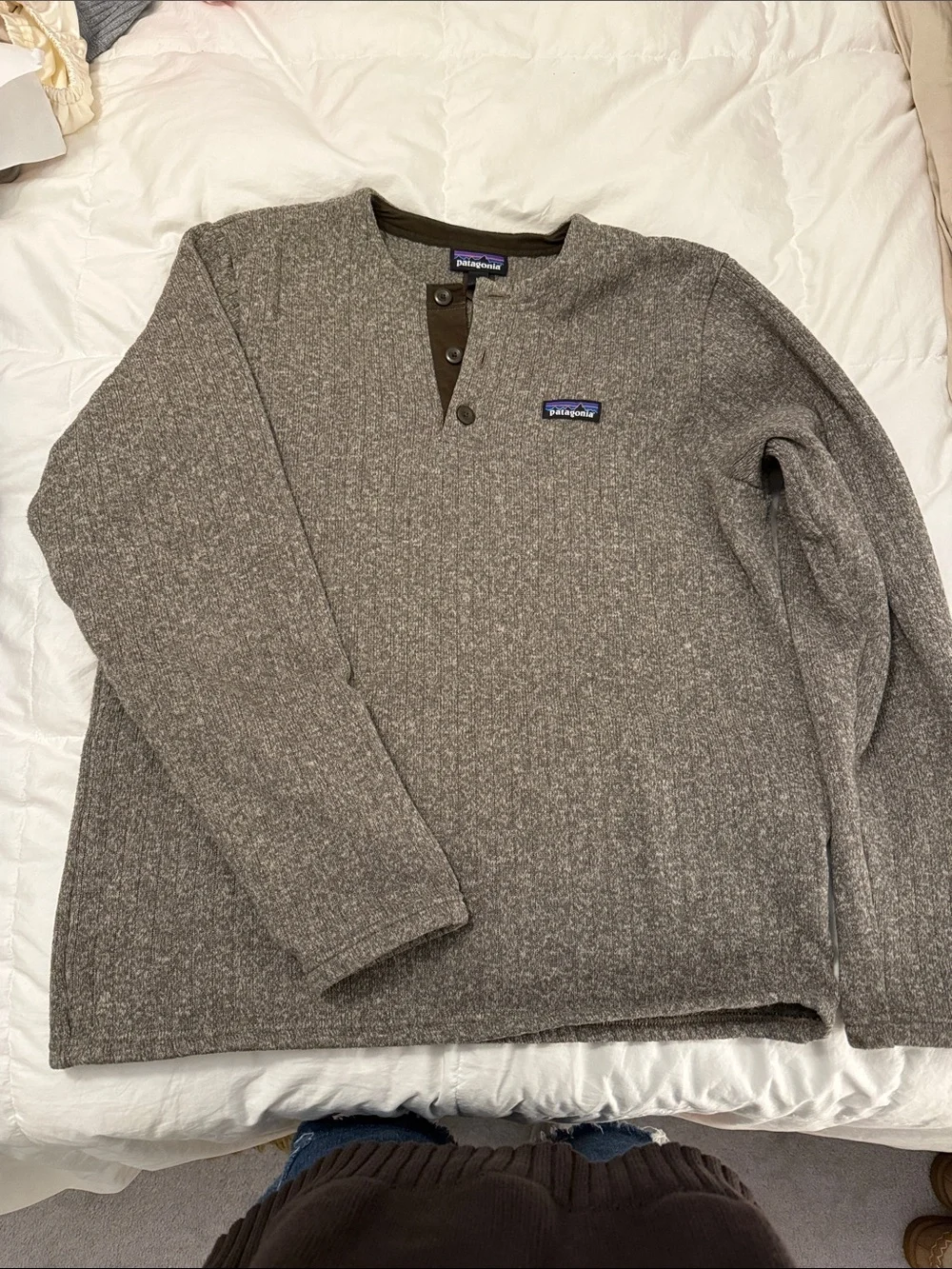 Patagonia Gray Crewneck Henley Sweater